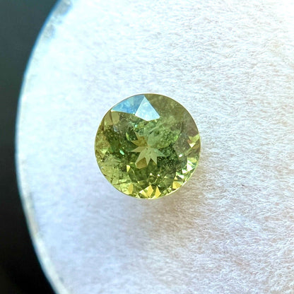 VIVID Yellow Green Sapphire 1.58ct Round Brilliant Cut Loose Gemstone 6.5mm