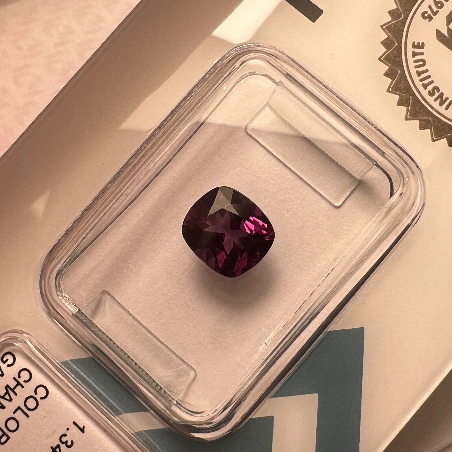 1.34ct Colour Change Garnet NATURAL Cushion Cut RARE IGI CERTIFIED Gemstone