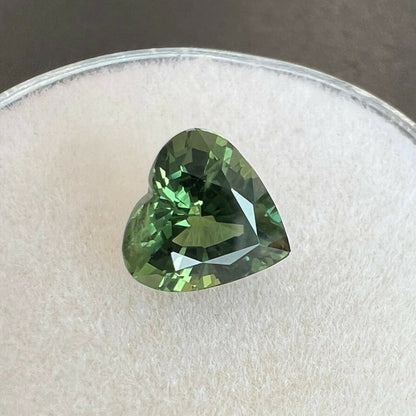 FINE Deep Green Colour Sapphire 1.26ct Heart Cut Rare Loose Gemstone 6.7x6.6mm