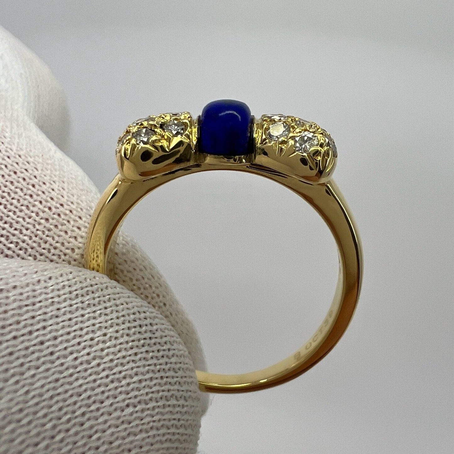 Vintage Van Cleef & Arpels Lapis Lazuli Diamond 18k Yellow Gold Ribbon Bow Ring