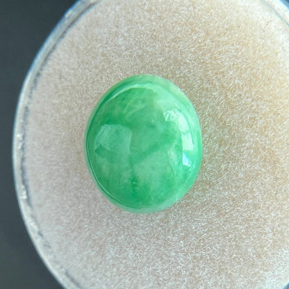 RARE 4.28ct IGI CERTIFIED Green Jadeite Jade ‘A’ Grade Oval Cabochon Loose Gem