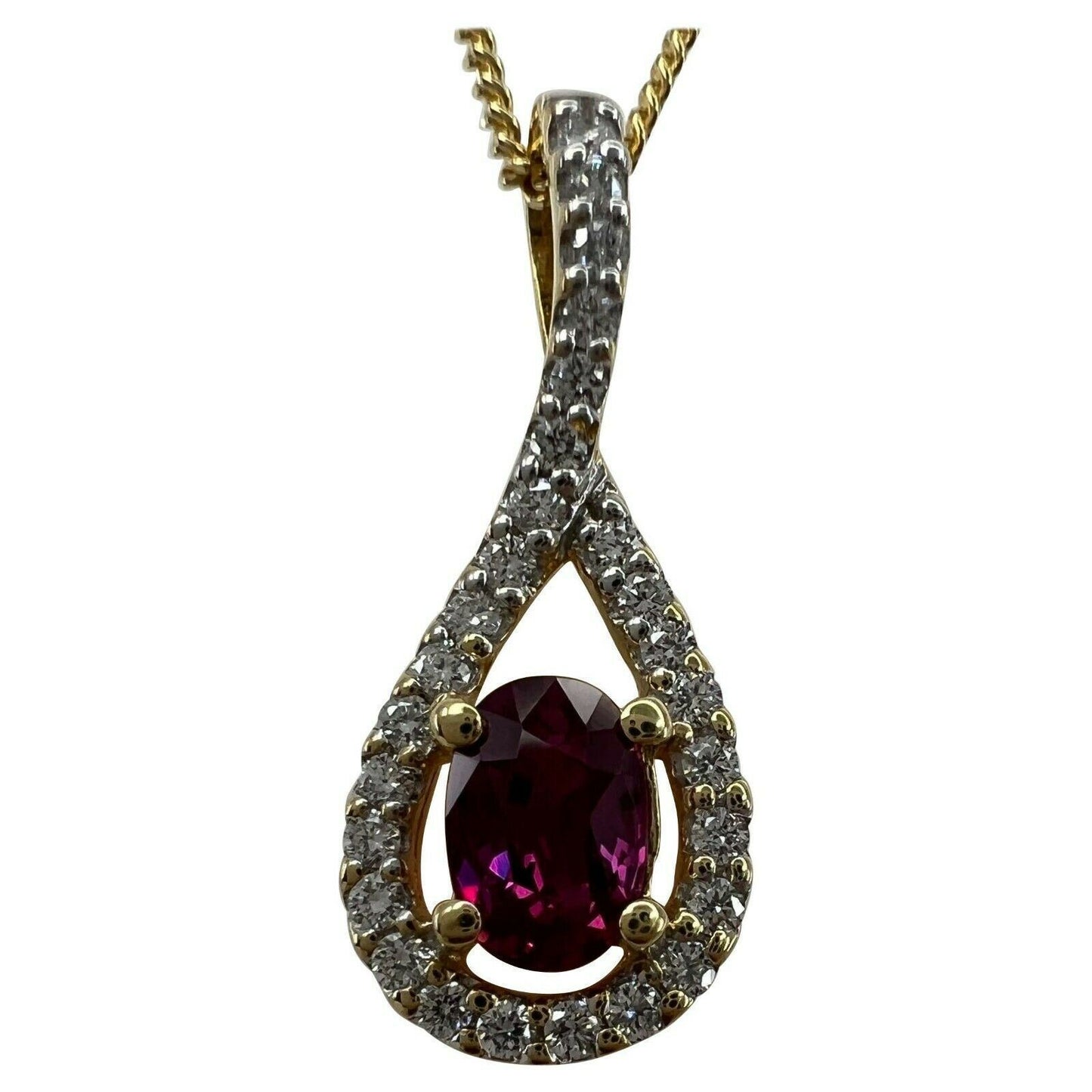 UNIQUE Pink Sapphire Diamond CERTIFIED Untreated Crossover 18k Oval Pendant