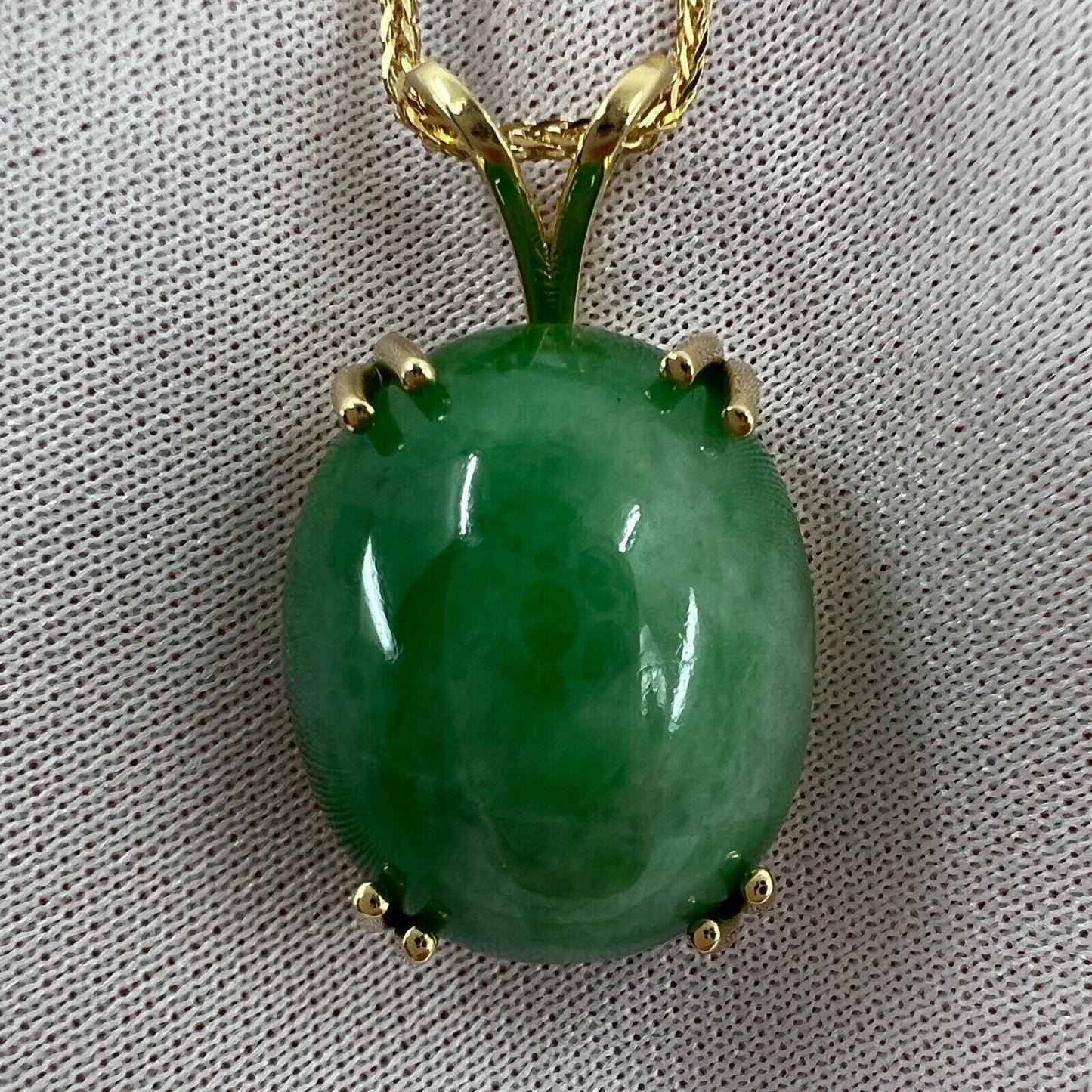 35.69ct GIA Certified Untreated Jadeite Jade A Grade 18k Yellow Gold Pendant