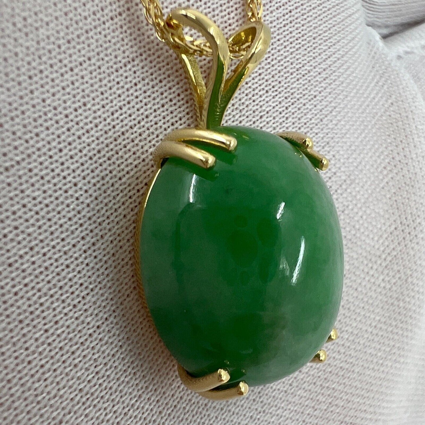 35.69ct GIA Certified Untreated Jadeite Jade A Grade 18k Yellow Gold Pendant