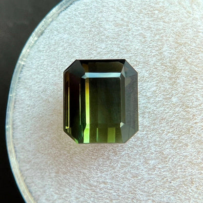 Deep Green NATURAL Bi Colour Tourmaline 2.43ct Octagon Emerald Cut 8x7.2mm VVS