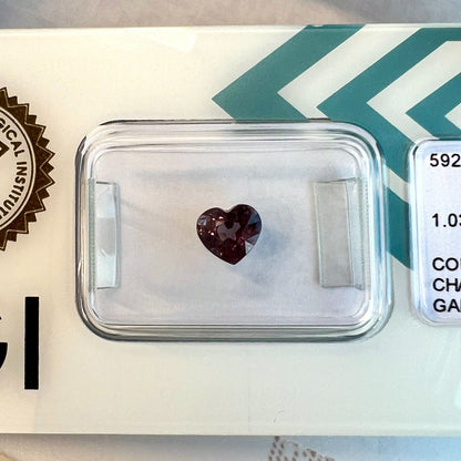 1.03ct NATURAL Colour Change Garnet Pink Purple IGI CERTIFIED Heart Cut Gem