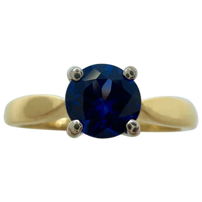 0.50ct Vivid Cornfower Blue Ceylon Sapphire Round Cut 18k Gold Solitaire Ring