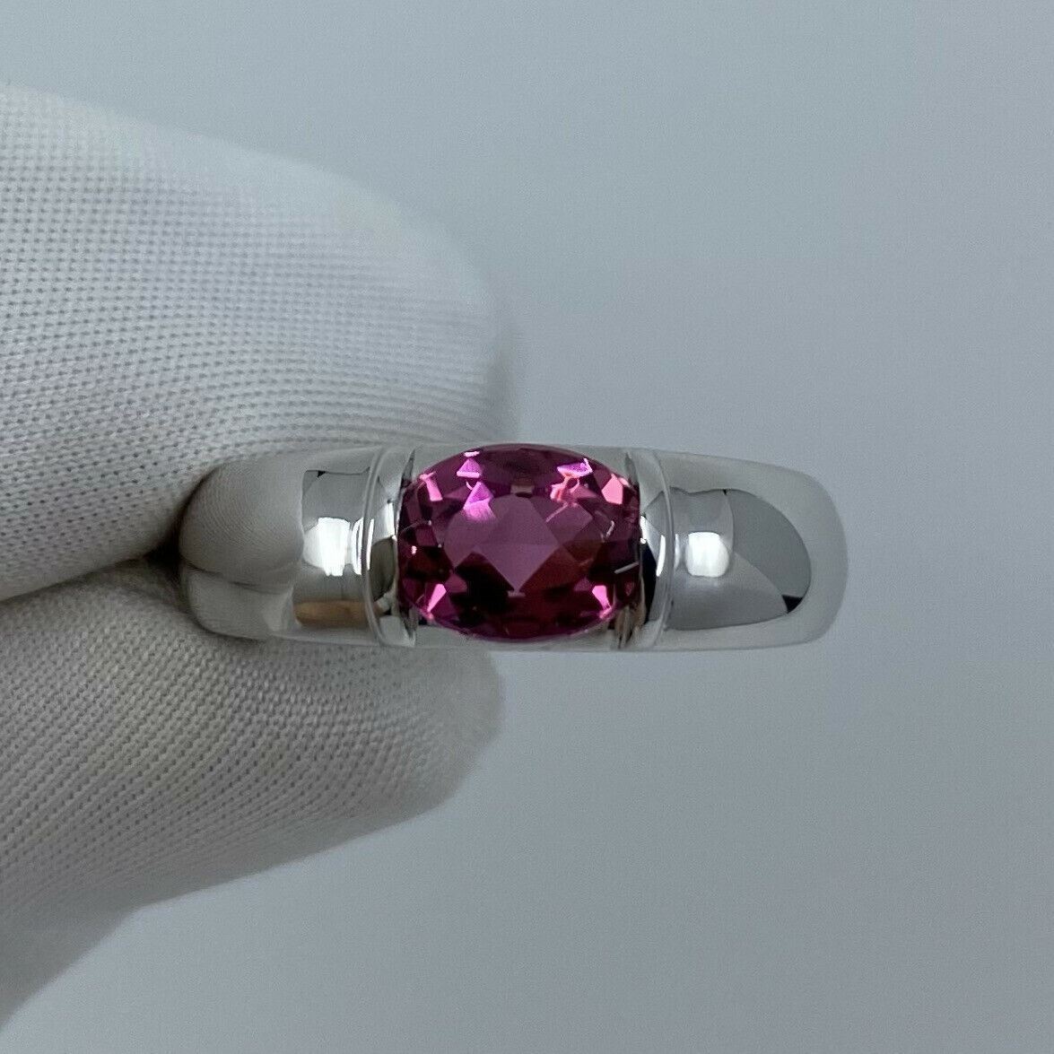 RARE Vintage Chaumet Paris Pink Tourmaline 18k White Gold Ring & Chaumet Box