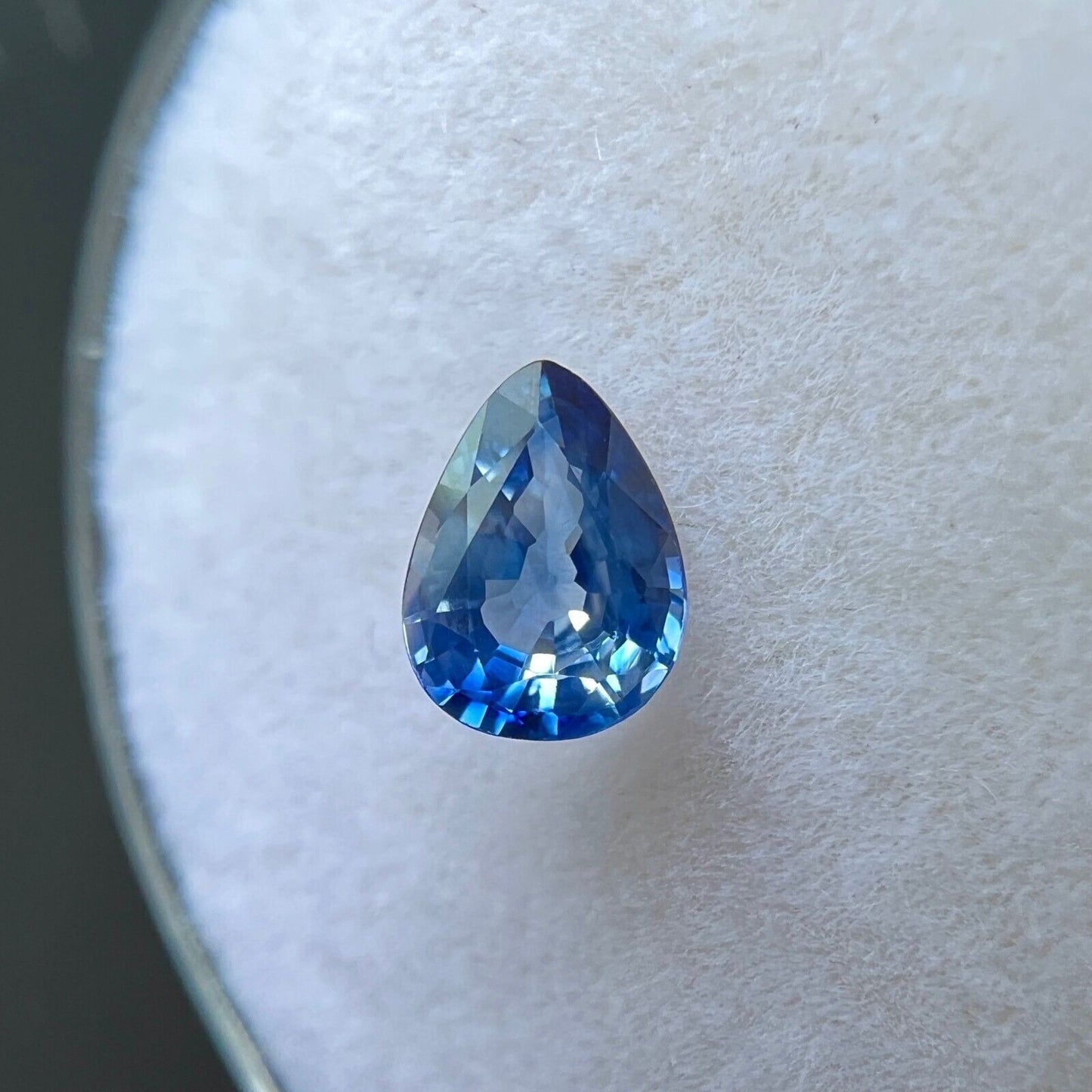 0.53ct UNIQUE Bi Colour White Blue Ceylon RARE Sapphire Pear Cut 5.7x4.3mm Gem