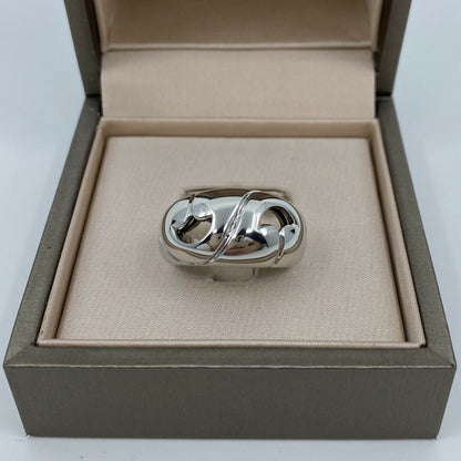 Vintage Bvlgari Bulgari Nuvole Rare 950 Platinum Dome Ring with Bvlgari Ring Box