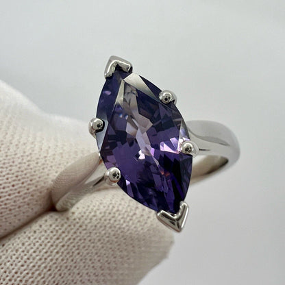 Unique 2.13ct Vivid Purple Violet Spinel Marquise 18k White Gold Solitaire Ring