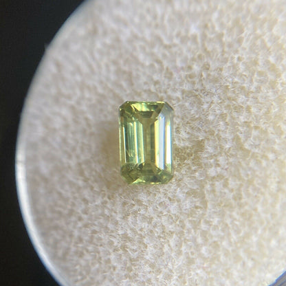 FINE 0.80ct Green Yellow NATURAL Australian Sapphire Emerald Cut 6.2x4mm Gem