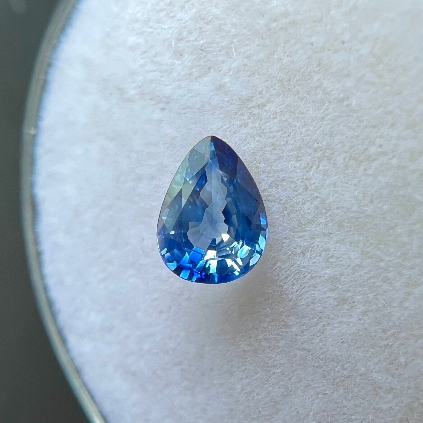 0.53ct UNIQUE Bi Colour White Blue Ceylon RARE Sapphire Pear Cut 5.7x4.3mm Gem