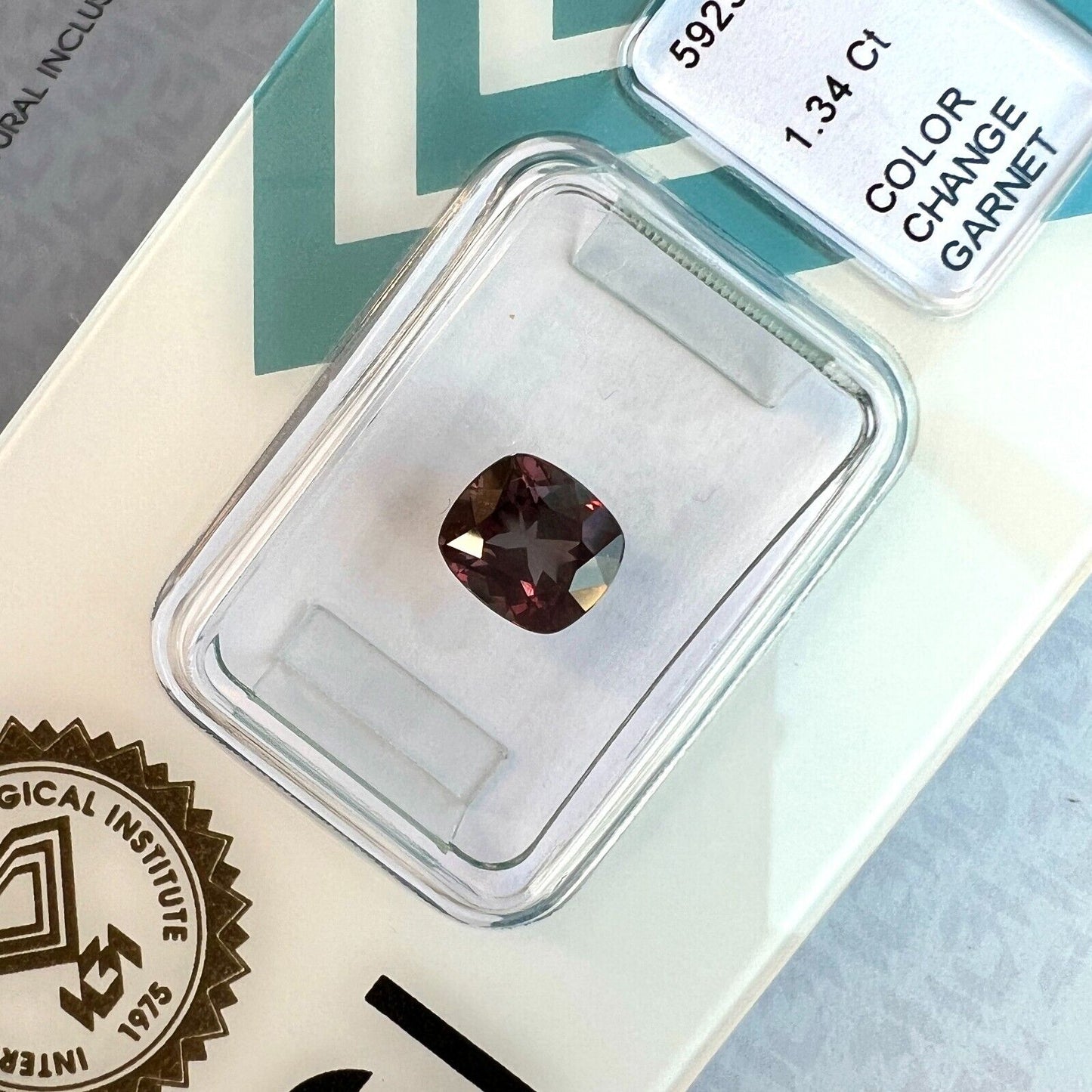 1.34ct Colour Change Garnet NATURAL Cushion Cut RARE IGI CERTIFIED Gemstone