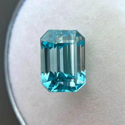 NATURAL 3.59ct Fine NEON Blue Zircon Octagon Emerald Cut Loose Gem 8.2x6mm VVS