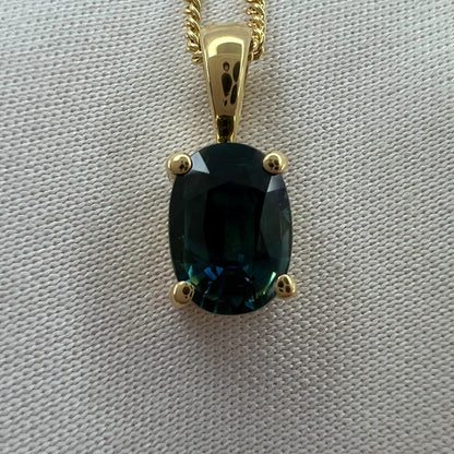 1.01ct Green Blue Teal Untreated Australian Sapphire 18k Yellow Gold Pendant