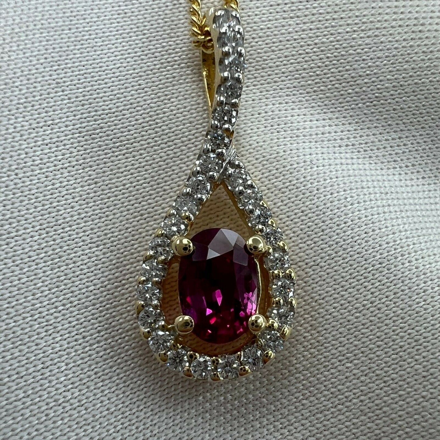 UNIQUE Pink Sapphire Diamond CERTIFIED Untreated Crossover 18k Oval Pendant