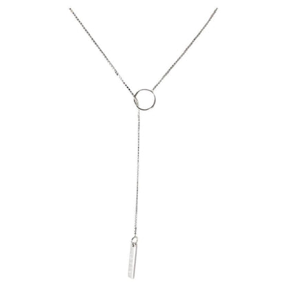 Gucci 18 Karat White Gold Bar Lariat Pendant Necklace with Original Gucci Box