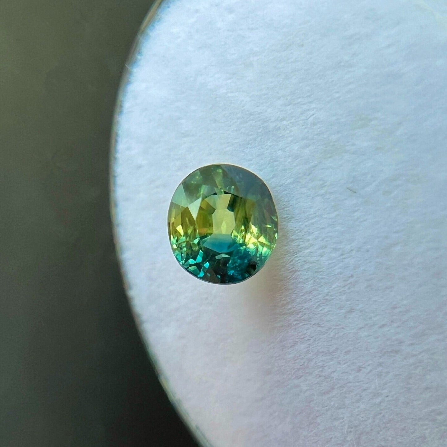 Unique Parti Bi Colour NATURAL Sapphire 1.04ct Blue Yellow Green Oval 5.6x5mm