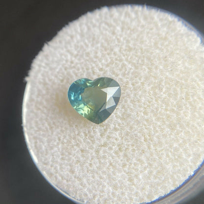 Australian 1.15ct Bi Colour Green Blue Yellow NATURAL Sapphire Heart Cut Gem