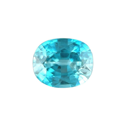 NATURAL 2.03ct Vivid NEON Blue Zircon Cushion Cut Loose Gemstone 7.5x6.3mm VS