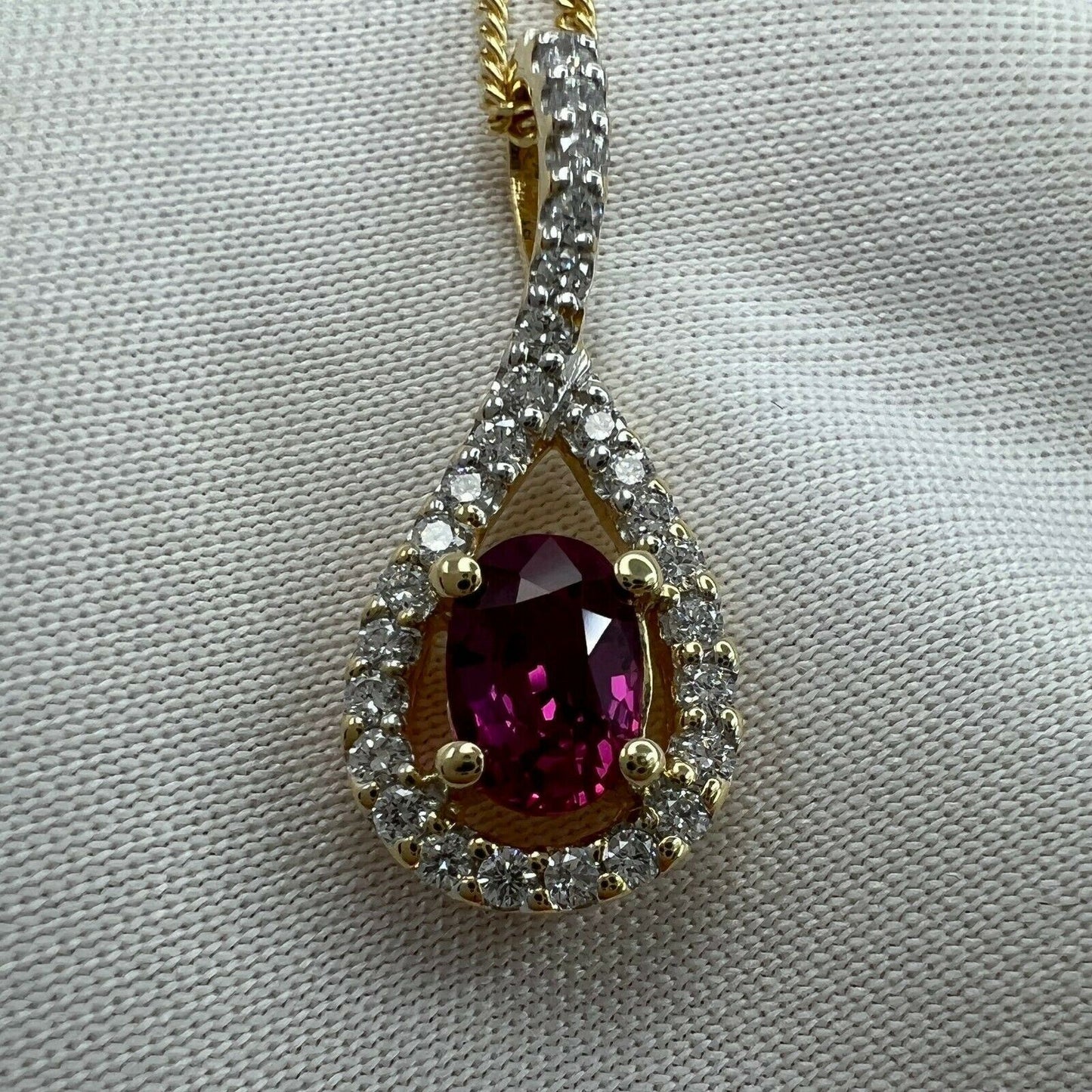 UNIQUE Pink Sapphire Diamond CERTIFIED Untreated Crossover 18k Oval Pendant