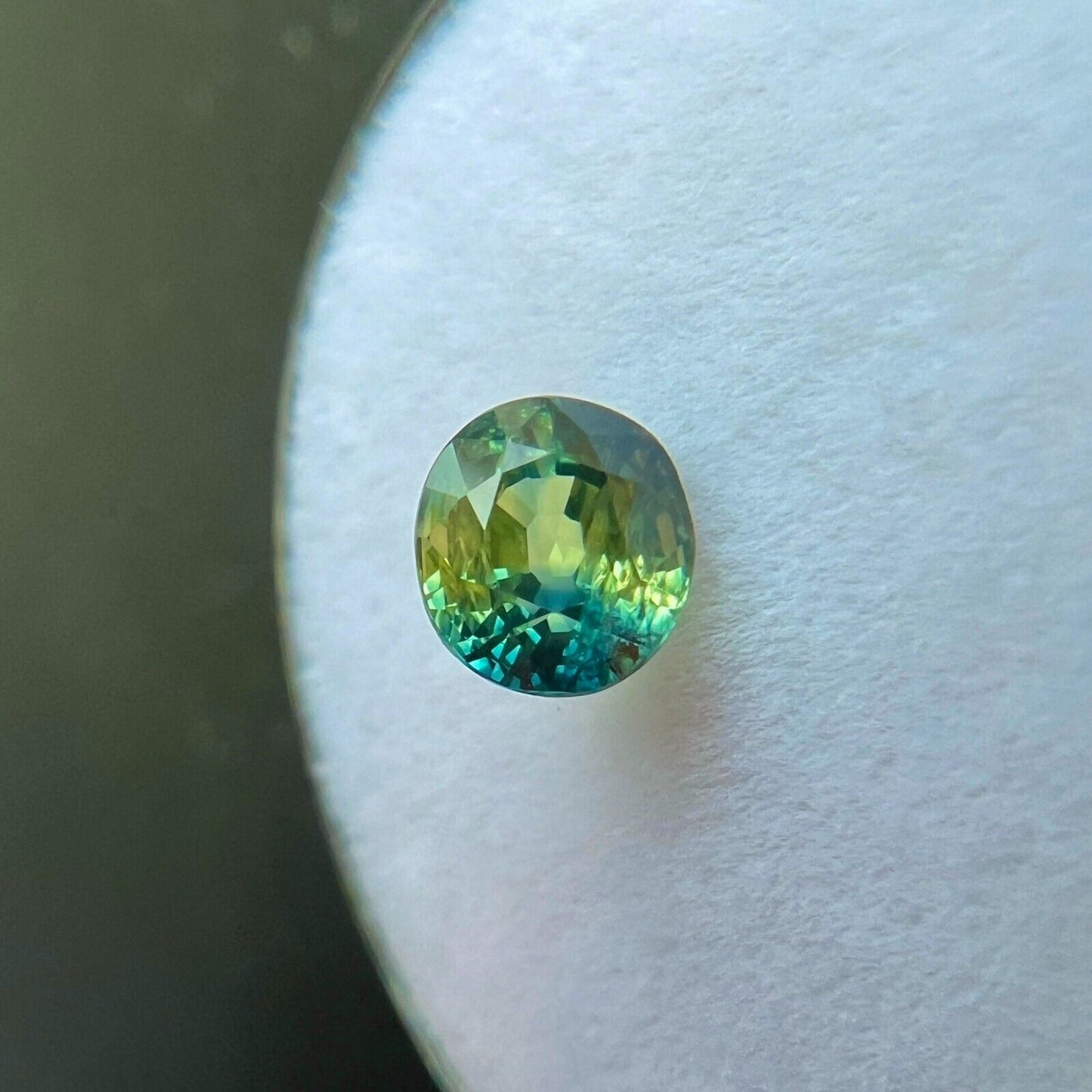 Unique Parti Bi Colour NATURAL Sapphire 1.04ct Blue Yellow Green Oval 5.6x5mm