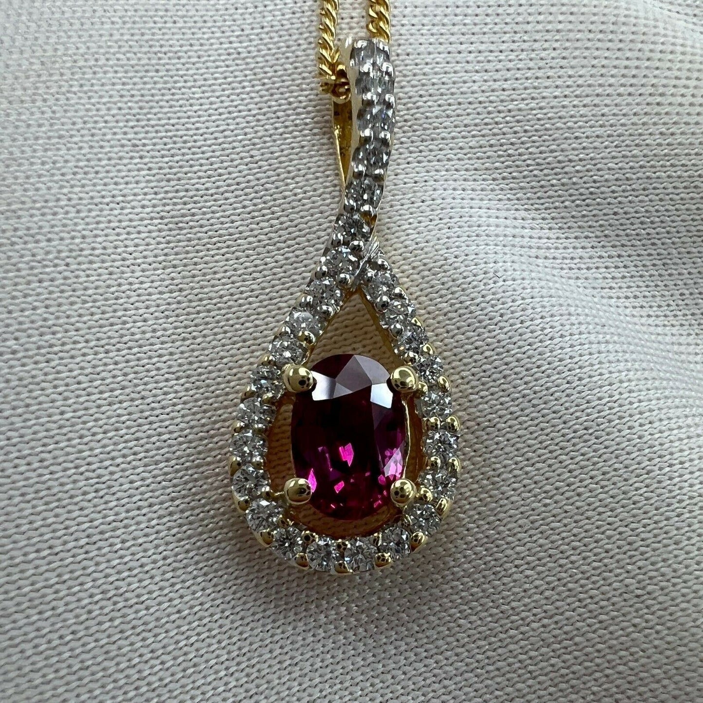 UNIQUE Pink Sapphire Diamond CERTIFIED Untreated Crossover 18k Oval Pendant