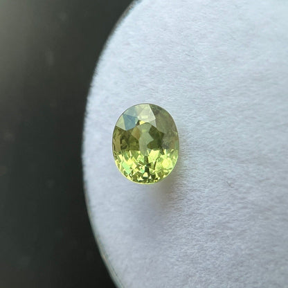 1.01ct NATURAL Sapphire Unique Colour Vivid Yellow Green Oval Cut Gem 6x5mm