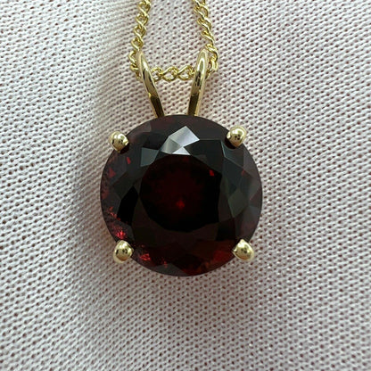 8.88 Carat Rhodolite Garnet Fancy Round Cut Red Yellow Gold Pendant Necklace