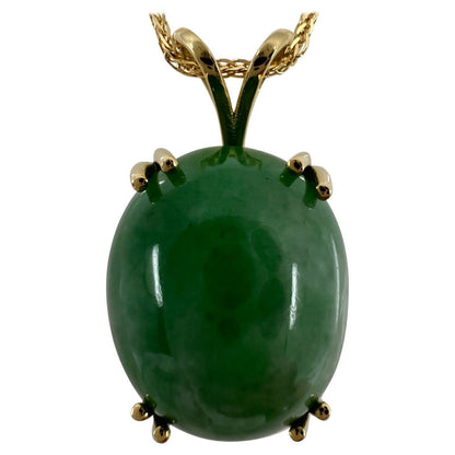 35.69ct GIA Certified Untreated Jadeite Jade A Grade 18k Yellow Gold Pendant