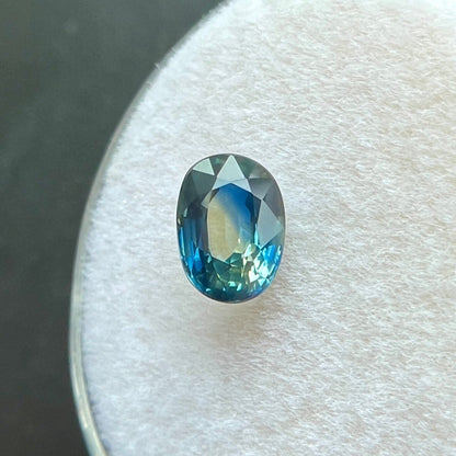 1.00ct NATURAL Parti Colour Blue Green THAI Sapphire Oval Loose Gem 6.5x4.5mm