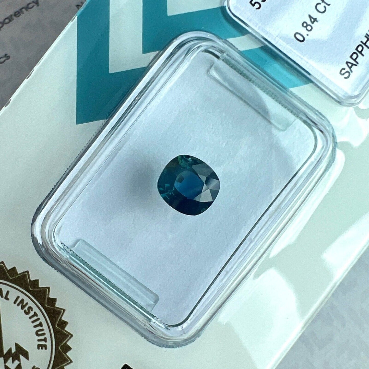 DEEP Green Blue Teal Sapphire NATURAL Cushion Cut IGI CERTIFIED 0.84ct Loose Gem