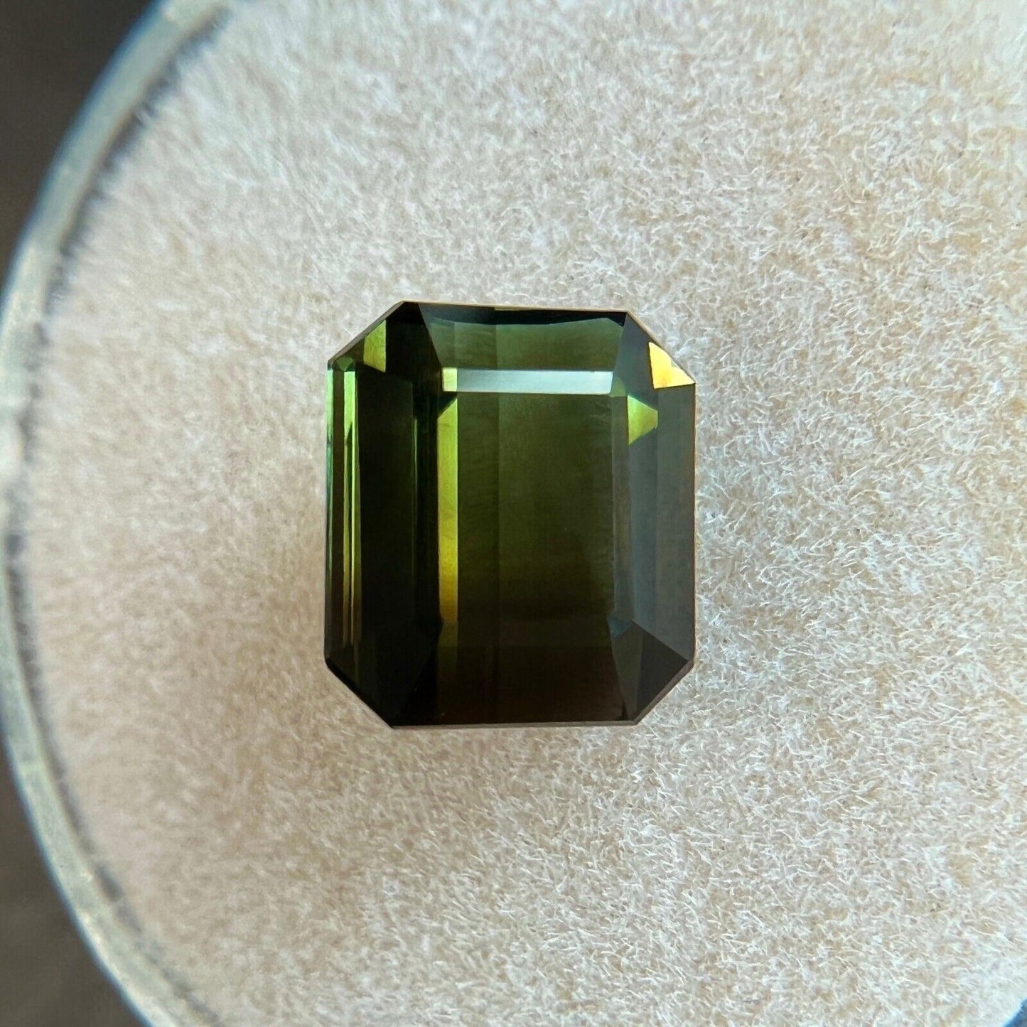 Deep Green NATURAL Bi Colour Tourmaline 2.43ct Octagon Emerald Cut 8x7.2mm VVS