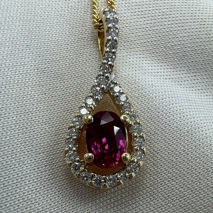 UNIQUE Pink Sapphire Diamond CERTIFIED Untreated Crossover 18k Oval Pendant