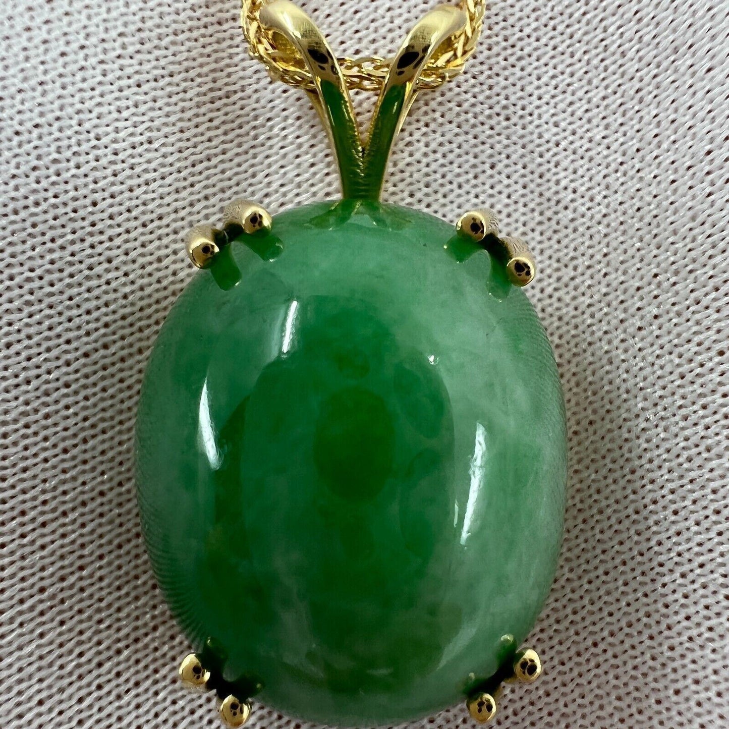 35.69ct GIA Certified Untreated Jadeite Jade A Grade 18k Yellow Gold Pendant